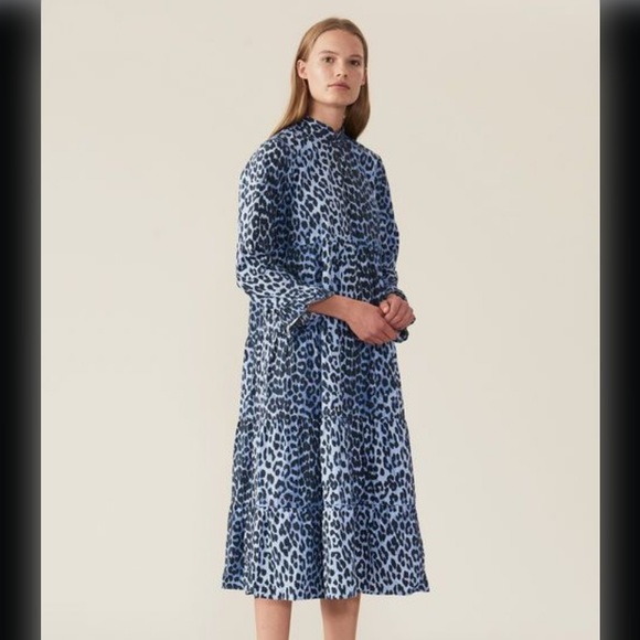 Ganni Dresses & Skirts - NWOT GANNI DRESS SERENITY BLUE PRINTED COTTON